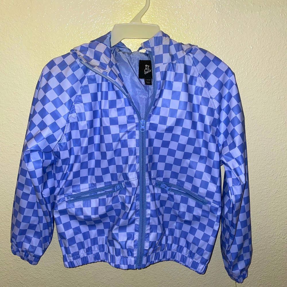Kids Checkered Rain Jacket 10/12 NWT